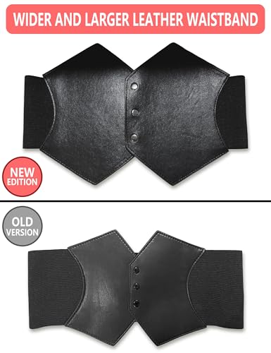 PU Leather Black Corset Belt for Women, Elastic Pirate Corset Waist Belt Wide Renaissance Cincher4