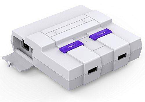 SNES Raspberry Pi Case for Pi 3, 2 and B+ with Front Facing USB Ports, Functional Power and Reset Button and Cooling Fan by BassTop