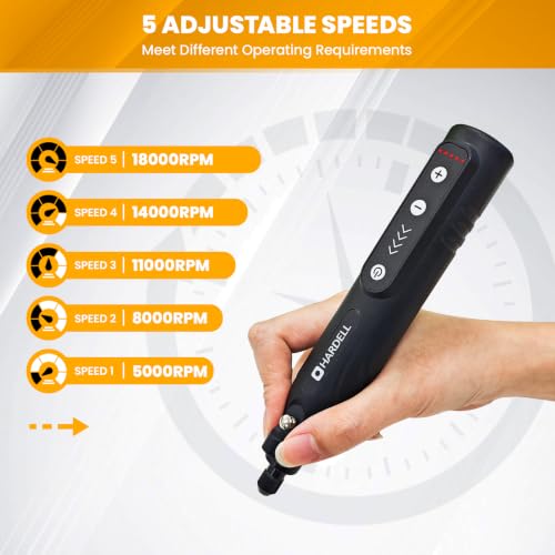 Image of HARDELL 4V Mini Cordless Rotary Tool, 5-Speed with LED & 2000mAh Battery
