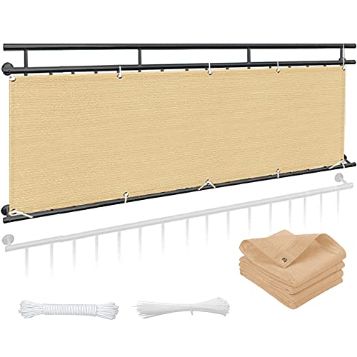Malla ocultacion balcon de alta densidad caqui con tejido tecnico exterior 2