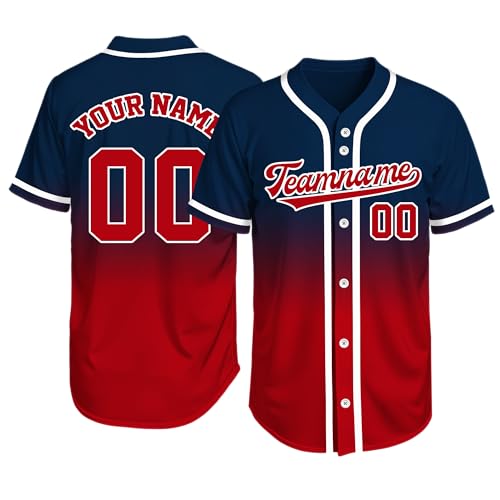 Image of Custom Baseball Jersey Personalized Stitched or Printed Name Number Baseball Shirt Sports Uniform Gifts for Men Women Youth