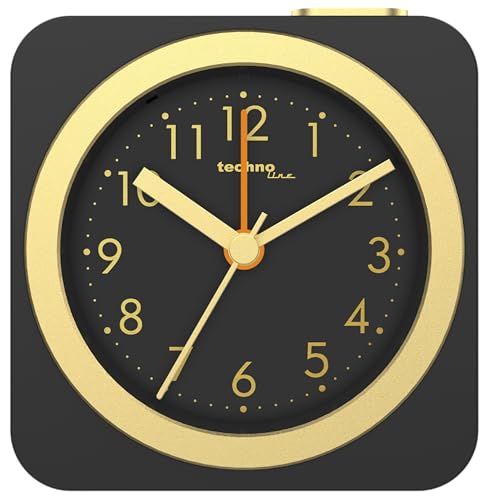 Technoline Quartz Alarm Clock Model C Analogue SCHL, Black/Gold, 8 x 8 x 3,8 cm - Image 2