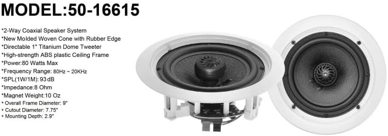 Miniatura 3 de Par de altavoces de techo de 6" - con amplificador estéreo de 30 W y Bluetooth