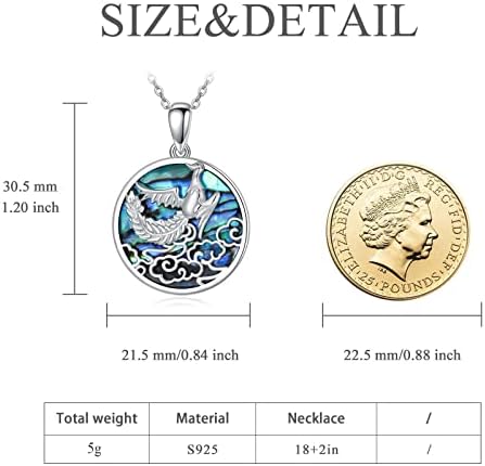 VONALA Phoenix Necklace 925 Sterling Silver Bird Pendant Necklace with Abalone Shell Nirvana of Phoenix Jewellery Religious Christian Gifts for Women Men