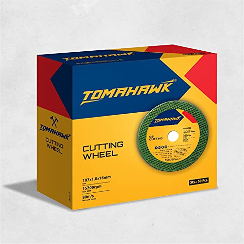 Image of TOMAHAWK 4-inch Cut Off Wheel - Double Net- for Metal & Stainless Steel- Cutting Pack of 50pcs- Compatible with 4 inch Angle Grinder -107x1.0x16mm- Green- 6-month warranty