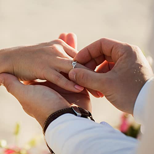 Moissanite Wedding Band Ring, 1.5 ct D Color VVS1 Lab Created Diamond Half Eternity Rings, 18K White Gold Plated 925 Sterling Silver Stackable Ring for Women3