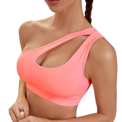 JIMINISO Sexy de un hombro Yoga Bras Mujeres Deportes Top Cultivo Chaleco Atlético Push Up Ropa interior BH Sports Bra Ropa Deportiva Wire Free Gym Shirts