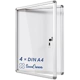 SWANCROWN Schaukasten 4xA4 Abschließbar Magnetisches Whiteboard Rückwand Aushang Aushangkasten für Hausflur, Condominio, Treppenhaus und Restaurant, 67 x 50 cm