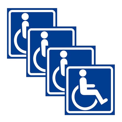 Pegatina Para Discapacitados: 4 Piezas De 4,72 X 4,72 Pulgadas, Autoadhesiva Impermeable | Calcomanías De Accesibilidad Para Sillas De Ruedas, Señales De Estacionamiento Y Baños De Color Azul Brillant
