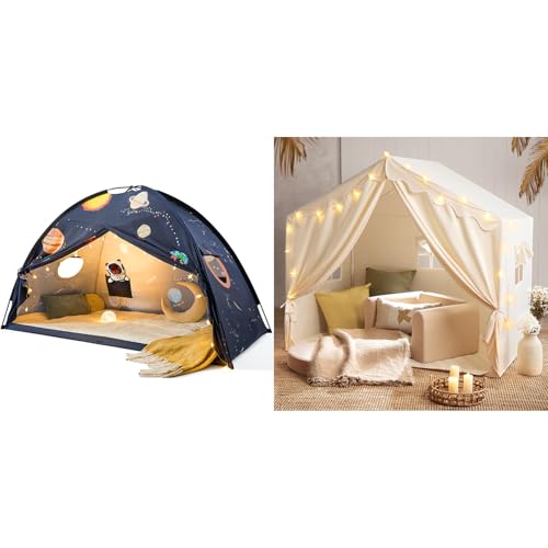 Kids Tent with Mat and Star Lights, Space Galaxy Bed Tent for Kids