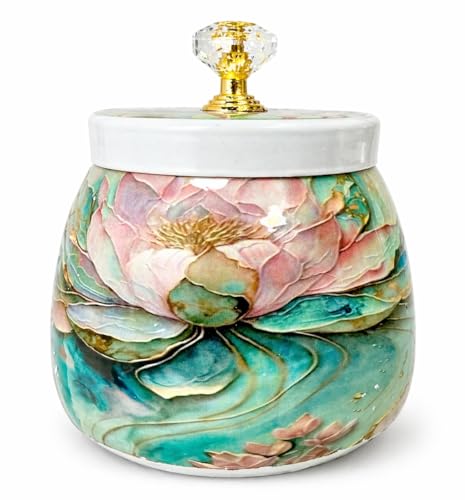 Image of Decorative Flower Printed Jar | Metal Storage Jars with Lid | Traditional Indian Art Containers for Sweets, Spices, Pooja & Return Gifting