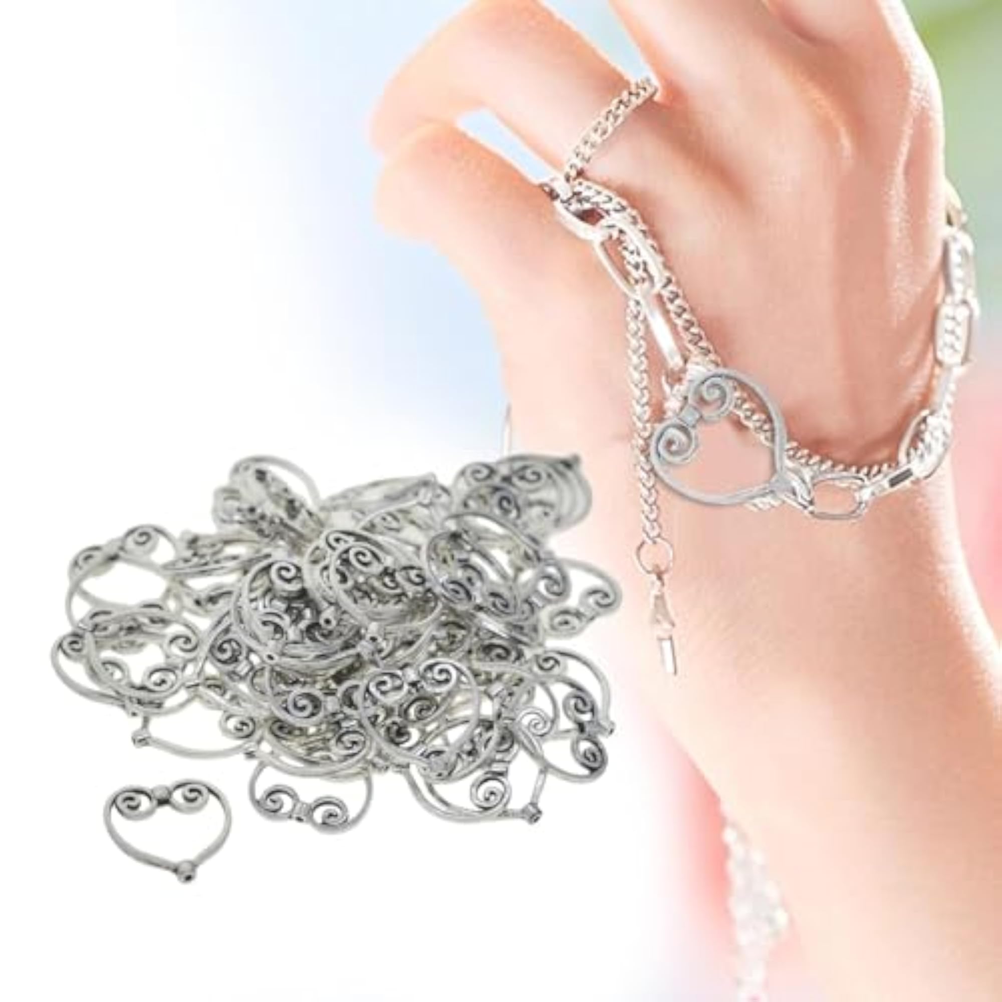 50Pcs Lovely Heart Beads Charms for Bracelet Graduation Gift