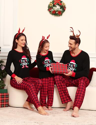 SWOMOG Matching Family Pajama Set Christmas Long Sleeve Pj Set Xmas Couple Sleepwear Printed Lounge Set3