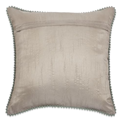 Image of haus & kinder Decorative Embroidered Cushion Cover Set of 1, Cotton Throw Cushion Cover for Sofa, Couch & Living Room, Soft Breathable Square Cushion Case 16x16 Inch Accent Pillow Cover