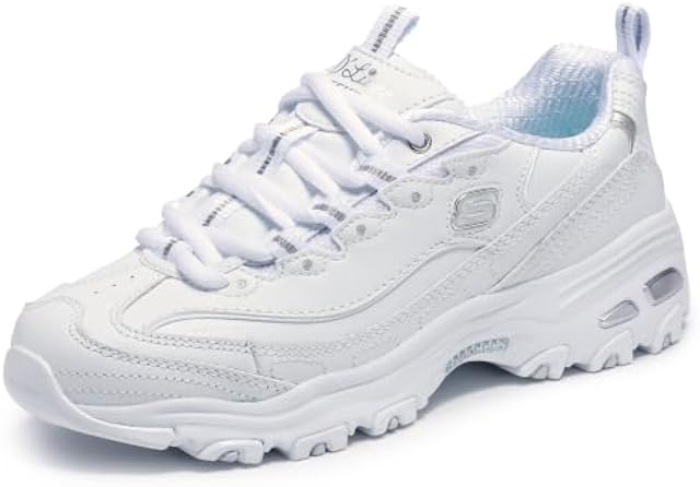 Skechers womens D'lites Fresh Start Wide Fashion Sneaker, White, 8.5 Wide US