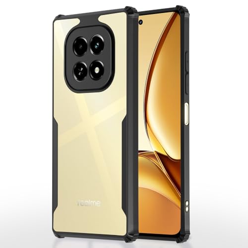 Image of Pikkme Crystal Clear Transparent Back Cover | Ultra Hyrbid | Full Camera Protection | Raised Edge | Bumper Case for Realme C63 5G (Black)