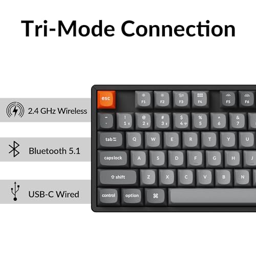 Image of Keychron K8 Max TKL Wireless Mechanical Keyboard, QMK 2.4 GHz /Bluetooth 5.1 /Wired with Aluminum Frame, RGB Backlit Hot-Swappable Programmable Keychron Super Red Switch for Mac Windows Linux
