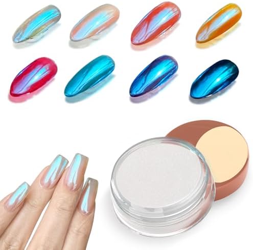 Allstarry Unicorn Chrome Nail Powder, Aurora Mermaid Iridescent W...