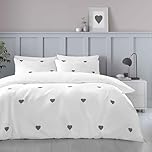 GC GAVENO CAVAILIA Luxury Duvet Cover Sets - Polycotton Heart Bedding Sets King Size (230x220 cm) - Breathable Soft Quilt Cover White - Embroidered Bed Covers