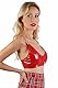 MISS NOIR Damen Wetlook Sexy Top Vinyl-BH Verstellbaren Trägern Dreifach Verstellbarem Rückenverschluss Clubwear, Rot (203701-RD), M