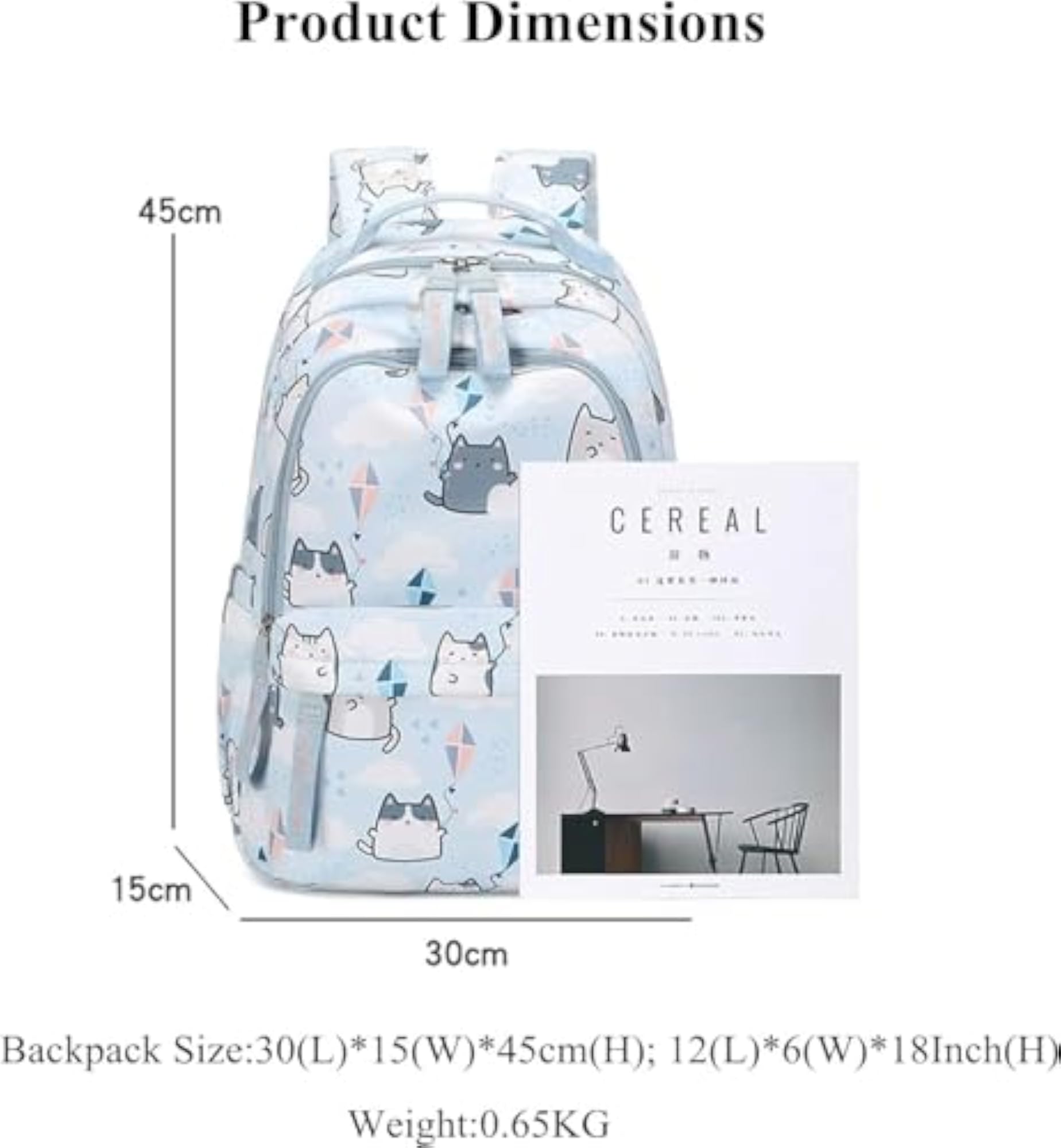Girls 15.6 Inch Cute School Bag, Large Bookbag