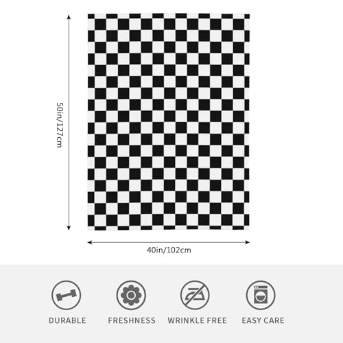 HGOD DESIGNS Checkerboard Blanket Geometric Checkered Plaid Pattern Black and White Throw Blanket Decor Cozy Warm for Home Bedroom Sofa Office 100x130cm - Image 2