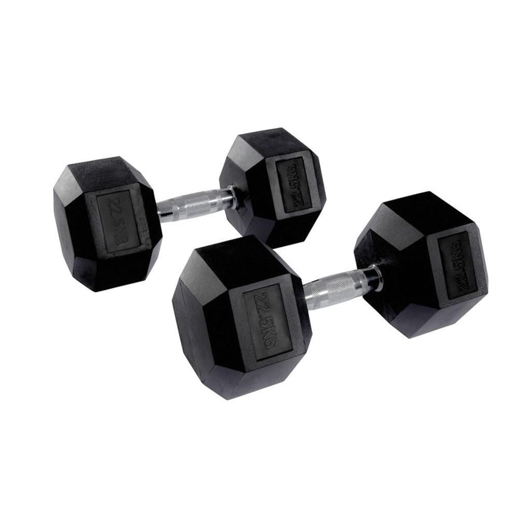 Equipped Gym - Weights Hex Dummbells Pairs. 22.5kg Cast Iron Gym Weights. Gym Equipment For Home And Commercial Use For Both Men And Women.Anti-Rolling Dumbbells for Weight Training