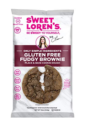 Sweet Lorens Only Simple Ingredients Gluten Free, Fudgy Brownie Place & Bake Cookie Dough, 12 Ounce (Pack of 6)