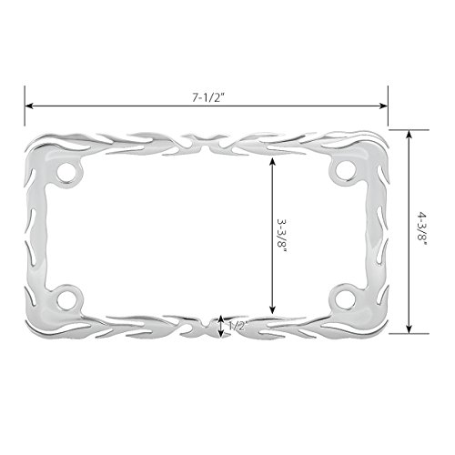 Image of GG Grand General 60393 Chrome Flame Motorcycle License Plate Frame, 7-1 /2 inchx4-1 /16 inch
