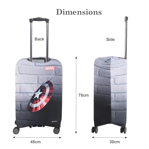 Image of Heart Home 26-30 Inch Polyester Large Size Suitcase Cover | Machine Washable Luggage /Trolley Bag Cover Protector | Captain America Shield Print - Grey