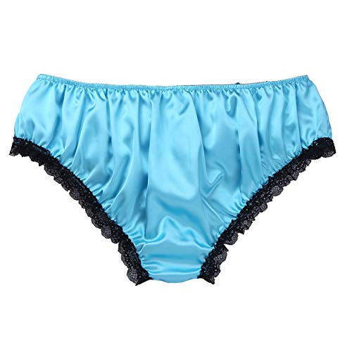 Men's Sissy Feminine Underwear Silky Satin Lace Frilly Lingerie Knickers Panties2
