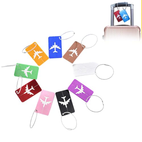 Hsyadazi 6 etiquetas para equipaje de aluminio con etiqueta impermeable de PVC para nombre, etiquetas para dirección para equipaje de viaje, maleta, mochilas