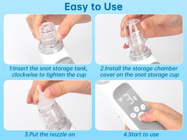 Miniatura 7 de Aspirador nasal para bebé, aspirador eléctrico de nariz para niños pequeños, aspirador de nariz para bebé, limpiador automático de nariz con 3