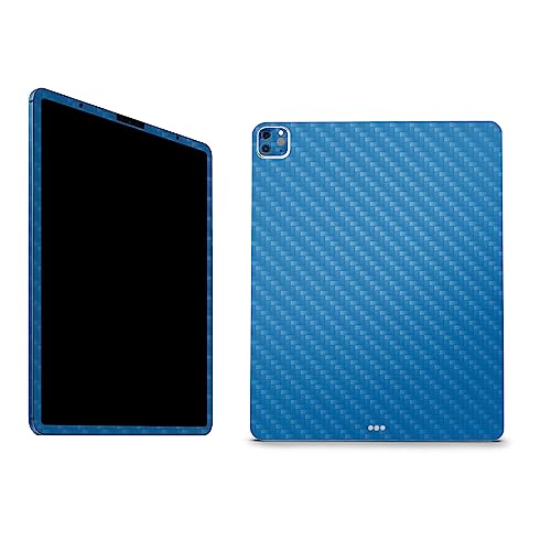 Image of MightySkins Carbon Fiber Skin Compatible with Apple iPad Pro 12.9 inch M2 6th Gen (2022) Full Wrap Kit - Solid Blue | Protective, Durable Textured Carbon Fiber Finish | Easy to Apply | Made in The USA