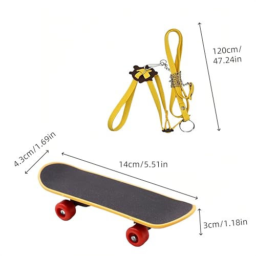 WizeFolk Skateboard für Schildkröten/Reptilien - Gelb, Spaßig, Tiergeschirr, Reptilien-spezifisches Design