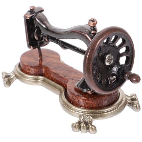 Abaodam Mini Máquina de Coser Miniatura de Madera y Aleación de Zinc, Modelo Retro para Casas de Muñecas, Decoración Realista y Accesorios para Micro Paisajes, Suministros Color Aleatorio