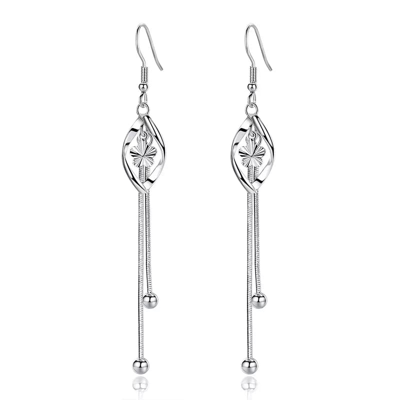 Boucles d'oreilles argent sterling femme anti-allergie avec chaîne pendante légère