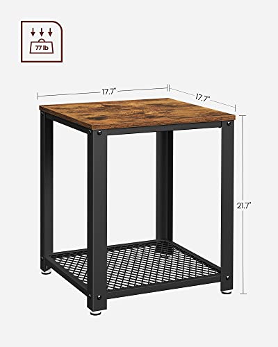 Image of VASAGLE Side Table, 2-Tier Nightstand with Mesh Shelf, Steel Frame