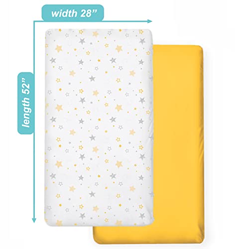 Image of American Baby Company 2 Pack Fitted Crib Sheets 52x28 inch, Golden Star /Yellow | 100% Natural Cotton Crib and Toddler Bed Sheets, Soft, Breathable & Hypoallergenic, Gentle on Skin, Neutral for Boys & Girls