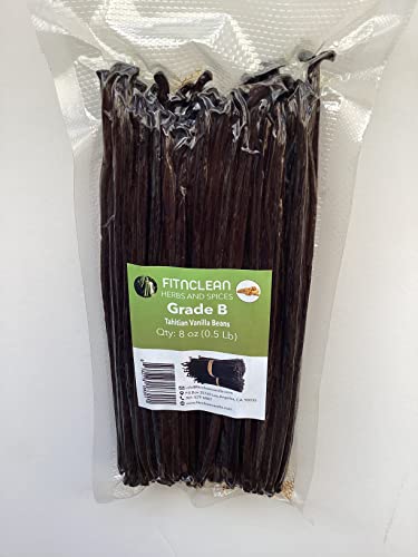 Image of 8oz Grade B Vanilla Beans Tahitian for Extract, Paste and Baking| 4 inch-7 inch (1 /2 Lb) by FITNCLEAN VANILLA| Whole NON-GMO Bourbon Pods
