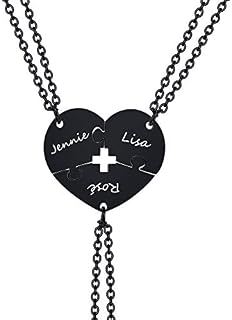 XUANPAI Customized Personalized 2/3/4/5/6 Set Custom Engraved Matching Relationship Puzzle Piece Necklaces Friendship Best Friend BBF Pendant Gift for Graduation Christmas Birthday Party Anniversary