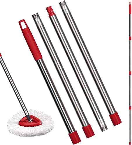 Qulable Spin Mop Replacement Handle - 4-Section 30" to 58" Mop Handle Replacement Stick Compatible with O-Ceda Spin Mop, EasyWring Mop Handle for Floor Cleaning