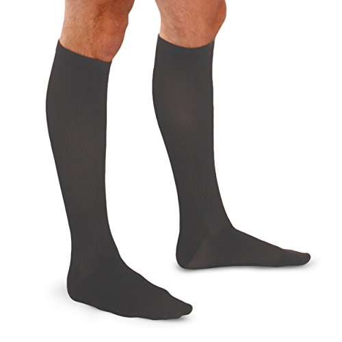 THERAFIRM Men's Moderate Ribbed Dress Support Socks Size, Color: X-Large & Charcoal