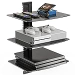 WALI Floating TV Shelf, 3 Tier Glass Projector Shelf for DVD Players, Routers, Game Consoles, Cable Boxes, Living Room Decor Accessories, Wall Mount Shelves Holds Up to 17.6lbs(CS303B), 3-Shelf, Black
