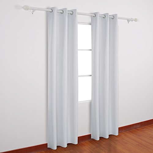 Deconovo Heavy Microfiber Panels Blackout Triple-Pass Coating Back Layer Grommet Thermal Insulated Darkening Curtains For Living Room, 38W X 84L Inch, Platinum White #TOP2