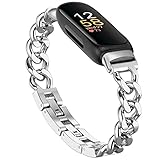 Cool Bands for Fitbit Inspire 3 Bands Women, Stainless Steel Metal Adjustable Wristband Replacement Straps Compatible with Fitbit Inspire 3 Fitness Tracker (Silver)