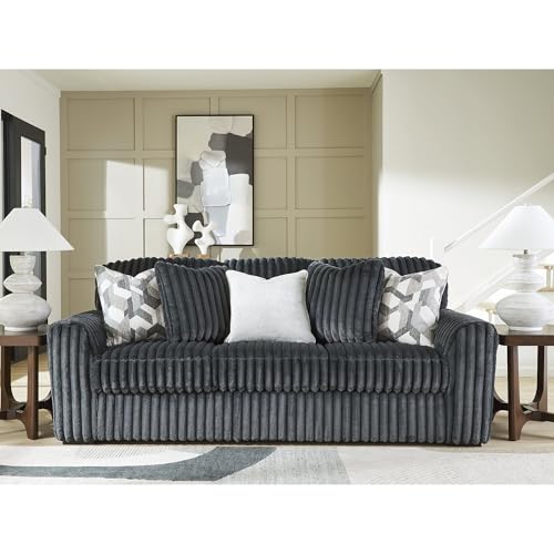 Image of Signature Design by Ashley Midnight‑Madness Sofas, Jumbo Corduroy Upholstered Living Room Sofa with Plush Cushions, Cozy Everyday Seating for Relaxed Home Lounging