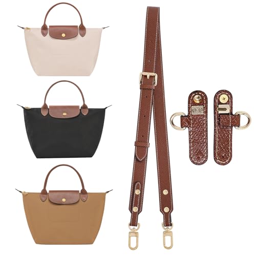 LOUKAYCCI Upgraded Leather Shoulder Strap for Longchamp Le Pliage S/M/L Bag Strap Kit Handbags Crossbody Adjustable Shoulder Strap (Brown)