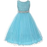AkiDress Sequin Lace Top with Tulle Bottom Flower Dress for Little Girl