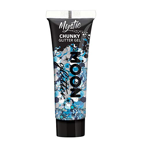 Mystic Chunky Face & Body Glitter Gel by Moon Glitter - Frozen - Cosmetic Festival Glitter Face Paint for Face, Body, Hair, Nails - 12ml